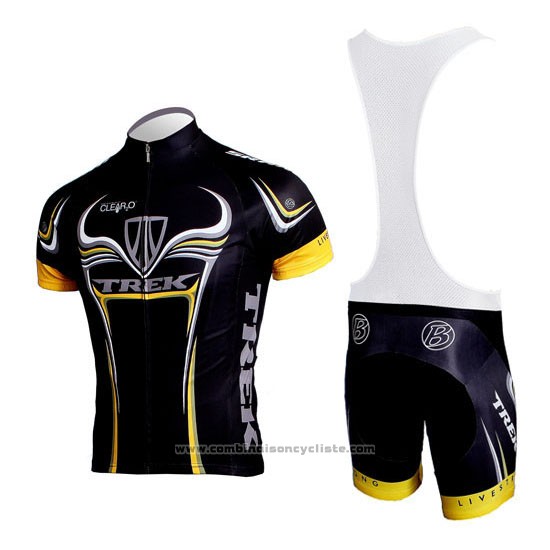 2009 Maillot Cyclisme Trek Noir et Jaune Manches Courtes et Cuissard